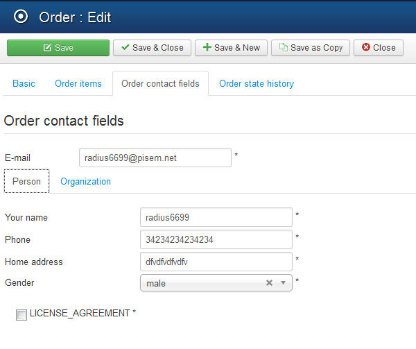 Pic 4. Edit order - contact fields